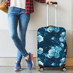 Blue Rose Floral Flower Pattern Print Luggage Cover GearFrost