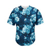 Blue Rose Floral Flower Pattern Print Men's Baseball Jersey