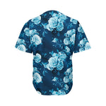 Blue Rose Floral Flower Pattern Print Men's Baseball Jersey