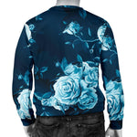 Blue Rose Floral Flower Pattern Print Men's Crewneck Sweatshirt GearFrost