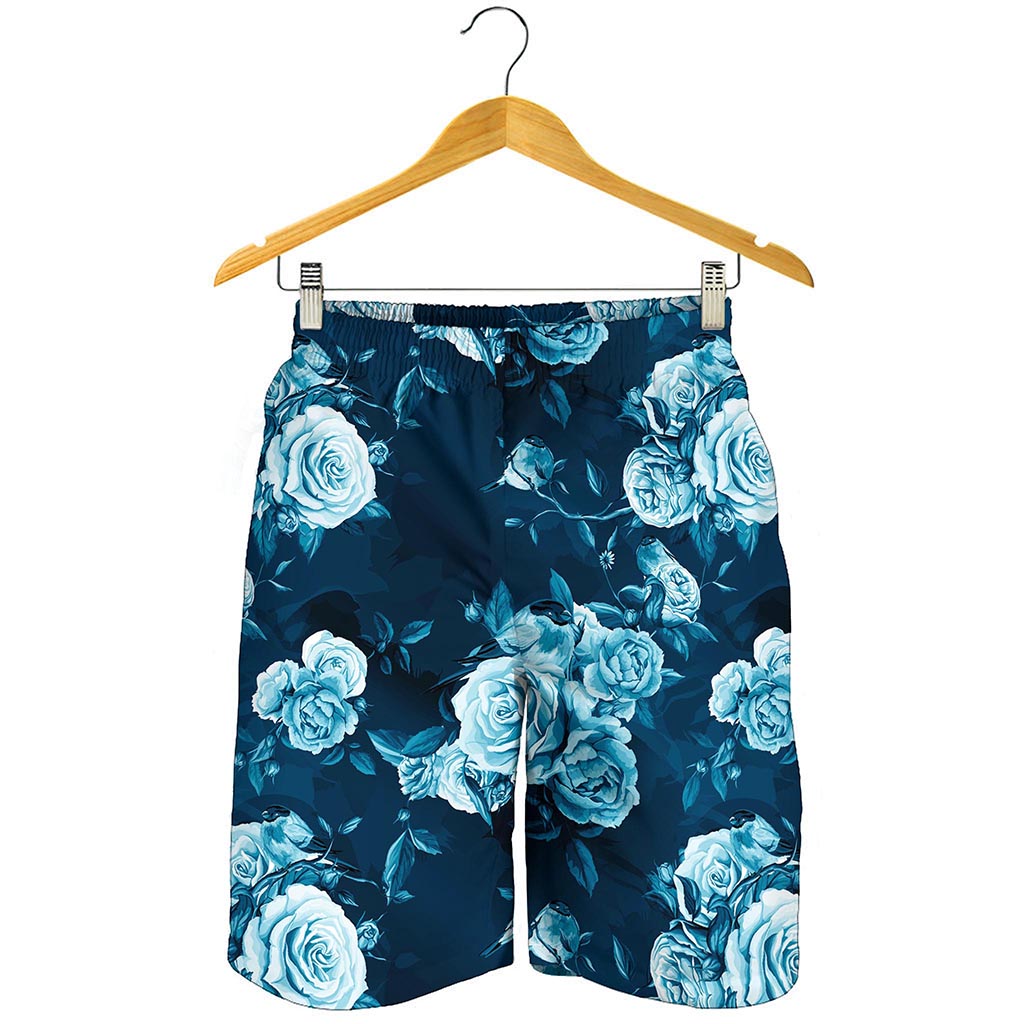 Blue Rose Floral Flower Pattern Print Men's Shorts