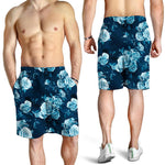 Blue Rose Floral Flower Pattern Print Men's Shorts