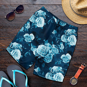 Blue Rose Floral Flower Pattern Print Men's Shorts