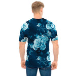 Blue Rose Floral Flower Pattern Print Men's T-Shirt