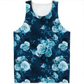 Blue Rose Floral Flower Pattern Print Men's Tank Top