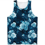 Blue Rose Floral Flower Pattern Print Men's Tank Top
