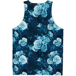 Blue Rose Floral Flower Pattern Print Men's Tank Top