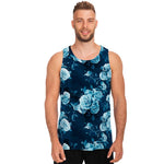 Blue Rose Floral Flower Pattern Print Men's Tank Top