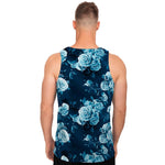 Blue Rose Floral Flower Pattern Print Men's Tank Top