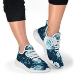 Blue Rose Floral Flower Pattern Print Mesh Knit Shoes GearFrost