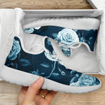 Blue Rose Floral Flower Pattern Print Mesh Knit Shoes GearFrost