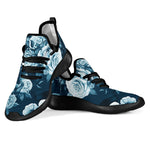 Blue Rose Floral Flower Pattern Print Mesh Knit Shoes GearFrost