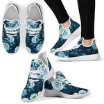 Blue Rose Floral Flower Pattern Print Mesh Knit Shoes GearFrost