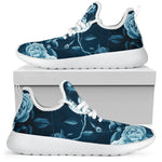 Blue Rose Floral Flower Pattern Print Mesh Knit Shoes GearFrost