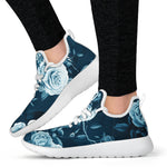 Blue Rose Floral Flower Pattern Print Mesh Knit Shoes GearFrost