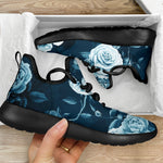 Blue Rose Floral Flower Pattern Print Mesh Knit Shoes GearFrost