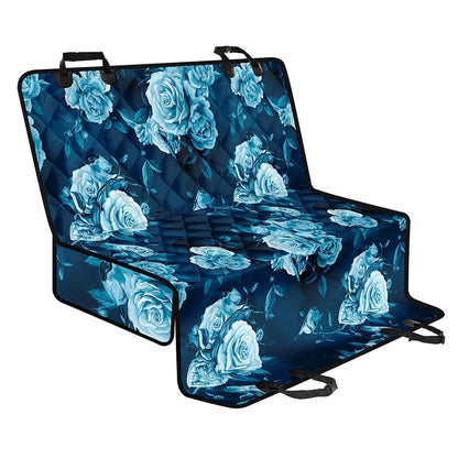 Blue Rose Floral Flower Pattern Print Pet Car Back Seat Cover