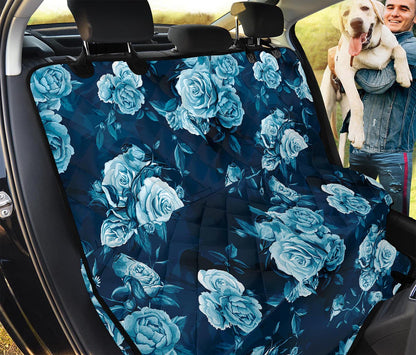 Blue Rose Floral Flower Pattern Print Pet Car Back Seat Cover
