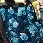 Blue Rose Floral Flower Pattern Print Pet Car Back Seat Cover