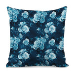Blue Rose Floral Flower Pattern Print Pillow Cover
