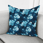 Blue Rose Floral Flower Pattern Print Pillow Cover