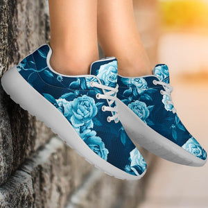 Blue Rose Floral Flower Pattern Print Sport Shoes GearFrost