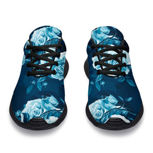 Blue Rose Floral Flower Pattern Print Sport Shoes GearFrost