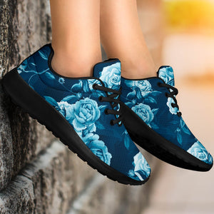 Blue Rose Floral Flower Pattern Print Sport Shoes GearFrost