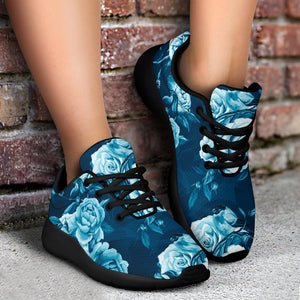 Blue Rose Floral Flower Pattern Print Sport Shoes GearFrost