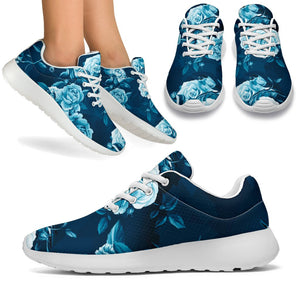 Blue Rose Floral Flower Pattern Print Sport Shoes GearFrost