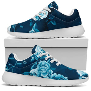 Blue Rose Floral Flower Pattern Print Sport Shoes GearFrost