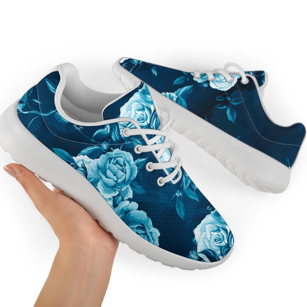 Blue Rose Floral Flower Pattern Print Sport Shoes GearFrost