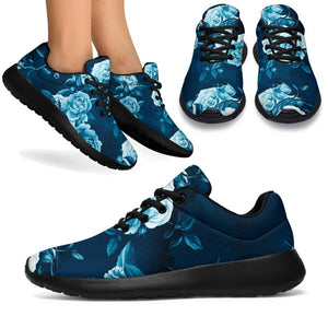 Blue Rose Floral Flower Pattern Print Sport Shoes GearFrost