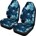 Blue Rose Floral Flower Pattern Print Universal Fit Car Seat Covers