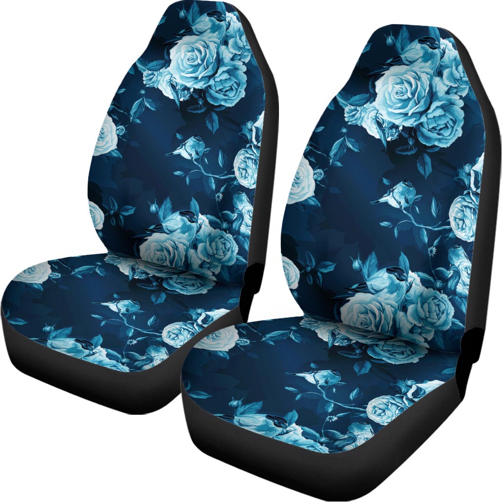 Blue Rose Floral Flower Pattern Print Universal Fit Car Seat Covers