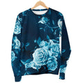 Blue Rose Floral Flower Pattern Print Women's Crewneck Sweatshirt