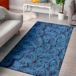 Blue Rose Print Area Rug