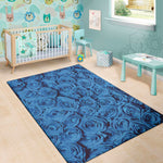 Blue Rose Print Area Rug