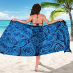 Blue Rose Print Beach Sarong Wrap