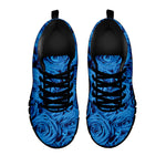 Blue Rose Print Black Sneakers