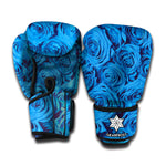 Blue Rose Print Boxing Gloves