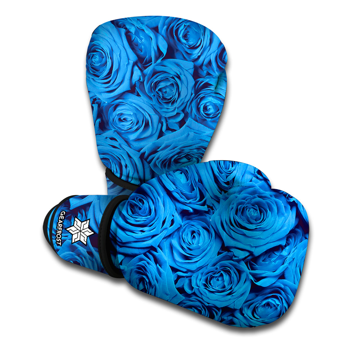 Blue Rose Print Boxing Gloves