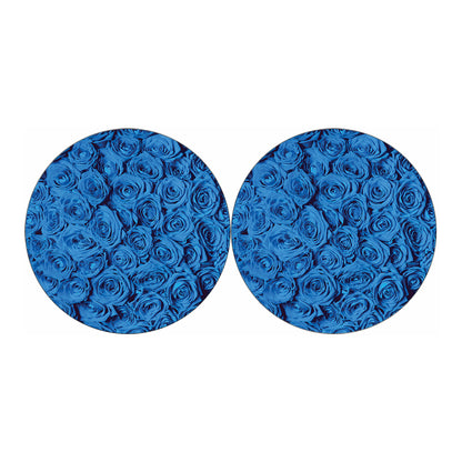 Blue Rose Print Car Coasters