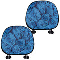 Blue Rose Print Car Headrest Covers