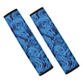 Blue Rose Print Car Seat Belt Covers