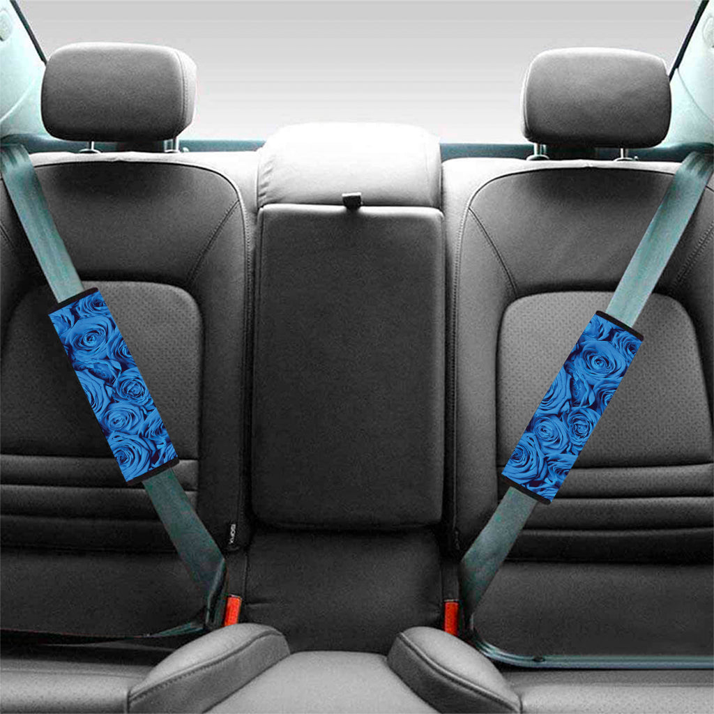 Blue Rose Print Car Seat Belt Covers