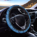 Blue Rose Print Car Steering Wheel Cover