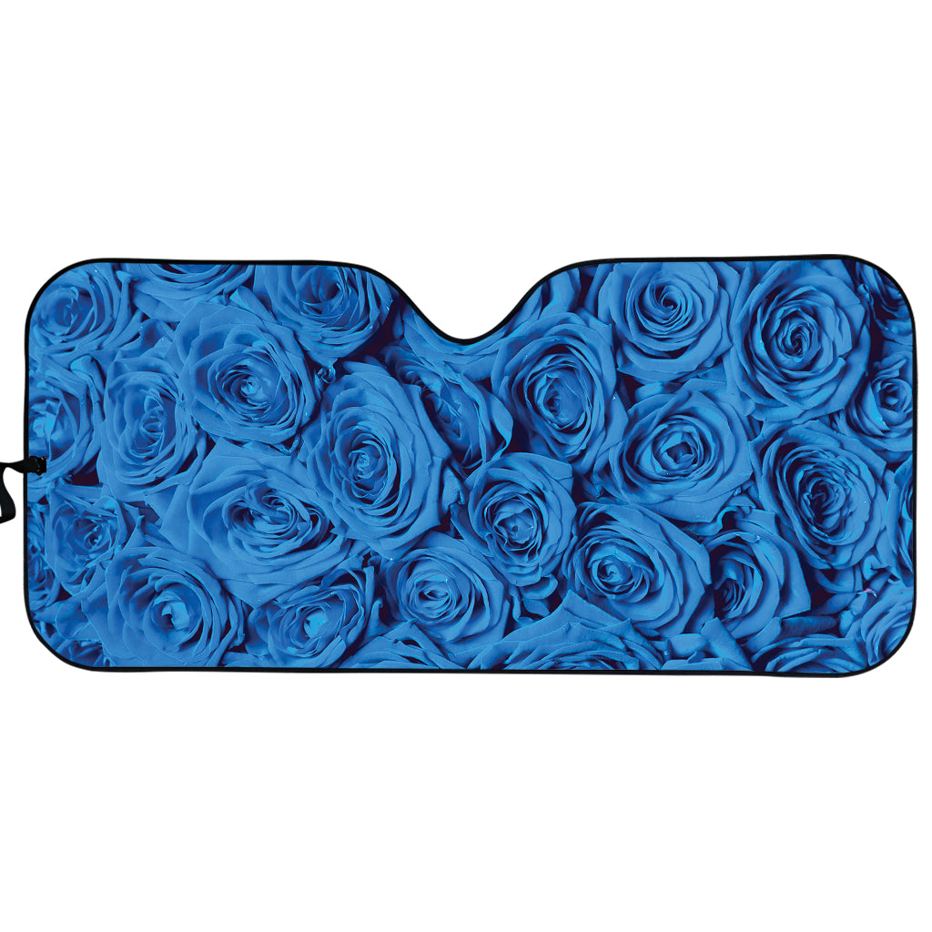 Blue Rose Print Car Sun Shade