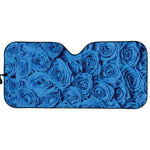 Blue Rose Print Car Sun Shade