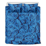 Blue Rose Print Duvet Cover Bedding Set